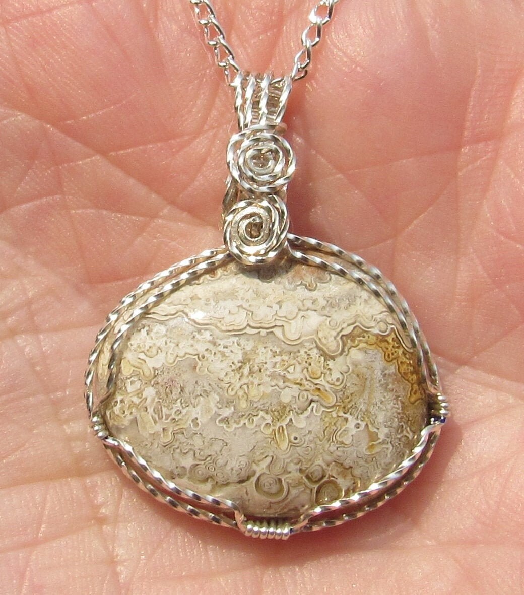 Crazy Lace Achat Cabochon Draht Gewickelt Anhänger in Argntium Sterling Silber Crazy Lace Achat Cabochon Draht Gewickelt Anhänger in Argntium Sterling Silber von johnchapman3