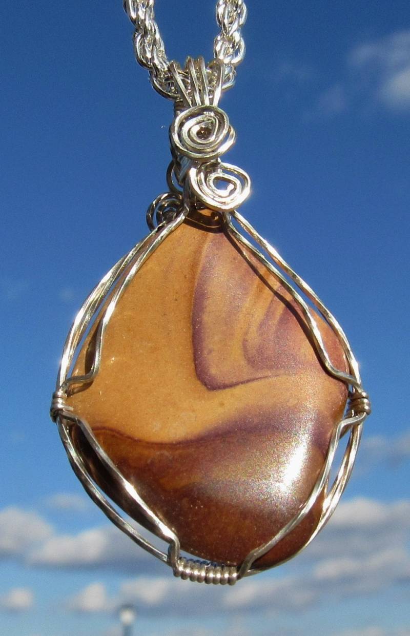 Utah Wonder Stein Drahtgewickelt Anhänger in Argentium Sterling Silber von johnchapman3