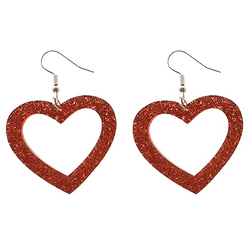 Glitzer Acrylherzohrringe Big Geometrische Herz Ohrring Mode Valentinstag Geschenk Frau Mädchen Party von jojnsha