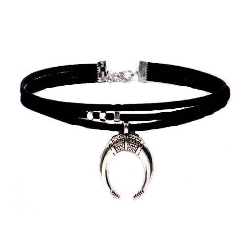 Gothic Moon Charm Choker Halskette Für Frauen Mädchen Schwarzer Kordhorn Anhänger Choker Halskette Punkschmuck Geschenk Punk Orament Mond Anhänger Geometrisch von jojnsha