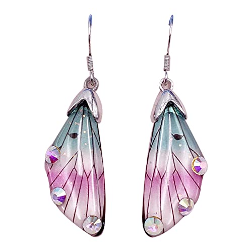 Handgefertigte Feen-Schmetterlings-Flügel-Ohrringe für Damen, Simulations-Ohrring, Brautschmuck, Schmetterling für baumelnde Tropfen, Schmuck, Hochzeit, mit Strass, Mädchen, Hochzeit, einfache von jojnsha