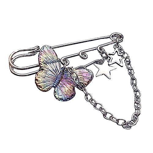 Minimalistische Fünf Punkte Sternbrosche Runde Perlen Design Revers Anstecknadel Ein Schnallen Doppelketten Für Shoelace Männer Anzug Accessoire Trend Pin von jojnsha