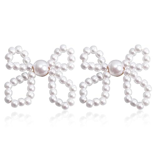 Retro Ohrstolf Bowknot Anhänger Dangle Ohrringe Schmuck Nachahmung Perlen Ohr von jojnsha