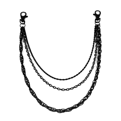 jojnsha Stilvolle Persönlichkeit Wallet Chain Multi Ringe Schwarze Kette Ornament Für Männer Die Fels Und Punkstile Outfits Punk Taille Verbessern von jojnsha