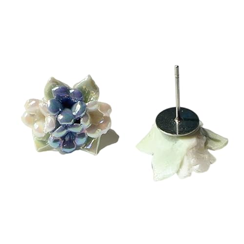 Zarte Porzellan-Blumen-Ohrringe für Frauen, elegante Keramik-Blumen-Ohrstecker, leichtes Ohr-Accessoire für Damen, Rosen-Ohrstecker von jojnsha