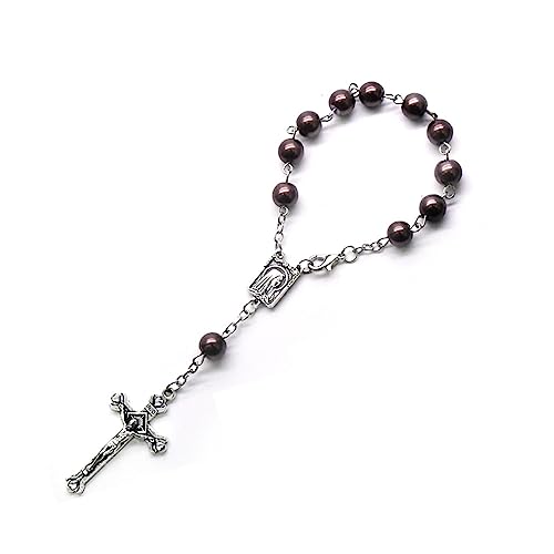 jojnsha 8mm Perle Finger Taufe Rosenkränke Religiöse 11-Zahlen Perlen Kreuzt Rosenkranzperlen Gunst Für Frauen Männer Finger Taufe Rosenkränze von jojnsha