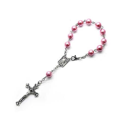 jojnsha 8mm Perle Finger Taufe Rosenkränke Religiöse 11-Zahlen Perlen Kreuzt Rosenkranzperlen Gunst Für Frauen Männer Finger Taufe Rosenkränze von jojnsha