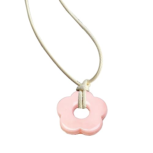 jojnsha Einfacher Blütenheiztkette Halskette Acrylkettenkragen Halsketten Halsketten Choker Mode Y2K Schmuck Einfacher Schlüsselbeutel Kettenkette Halskette Charm von jojnsha
