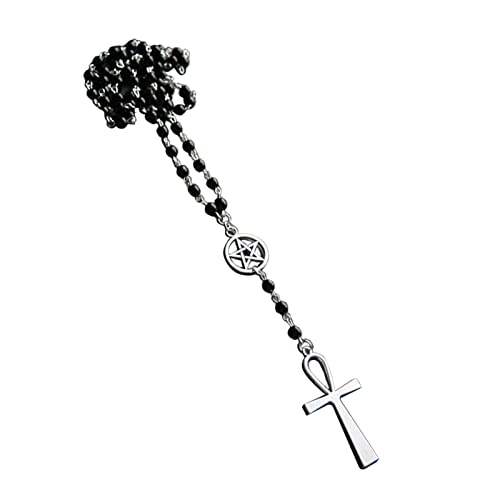 jojnsha Elegante Perlen-Halskette für Frauen, süßer fünfzackiger Stern-Kreuz-Anhänger, Choker, Party-Zubehör, Schmuck, Geschenk, Choker-Halskette von jojnsha