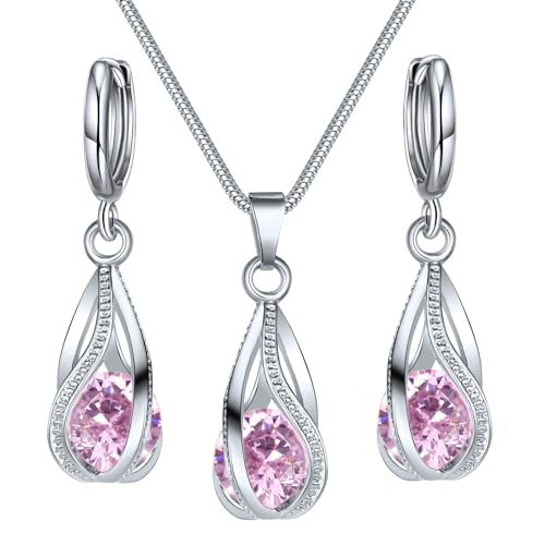 jojnsha Exquisites Schmuckset Ketten Halskette Dangle Ohrringe Legierungsmaterial Tränenform Anhänger Für Tägliche Party Verschleiß Anhänger Ohrringe von jojnsha