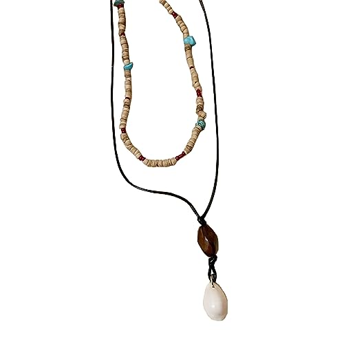 jojnsha Fashion Star Shell Anhänger Halskette Süßer Cooler Gingspulen Schlüsselbeutel Kette Doppelschicht Perlen Halskette Statement Schmuck Schmuck von jojnsha