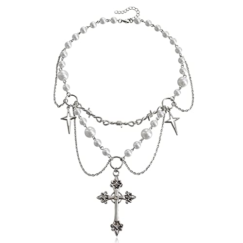 jojnsha Gothic Cross Rosenkranz Anhänger Halskette Handgefertigt Perlen Gothic Schmuck Punk Choker Kette Mode Schmuck Kostüm Party Bevorzugt Choker Für Frauen von jojnsha