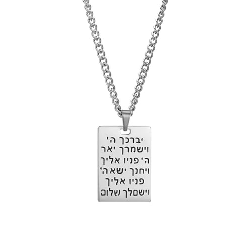 jojnsha Hebräisch Aaronic Segen Anhänger Halskette Edelstahl Schlüsselbeutel Kette Unisex Gravures Symbol Chokers Pullover Kette Unisex Halskette von jojnsha