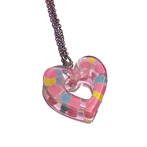 jojnsha Herz Anhänger Halskette Y2K Stil Buntes Hohles Herz Gaumen Schlüsselbein Kette Süße Coole Party Schmuck Geschenk Für Frauen Minimalistische Halskette von jojnsha