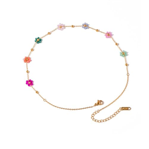 jojnsha Kristallblumenschmuck Farbenfrohe Blumenkette/Armband Gold Farbperlen Kettenzubehör Für Hochzeiten Und Tägliche Outfits Brautschmuck von jojnsha
