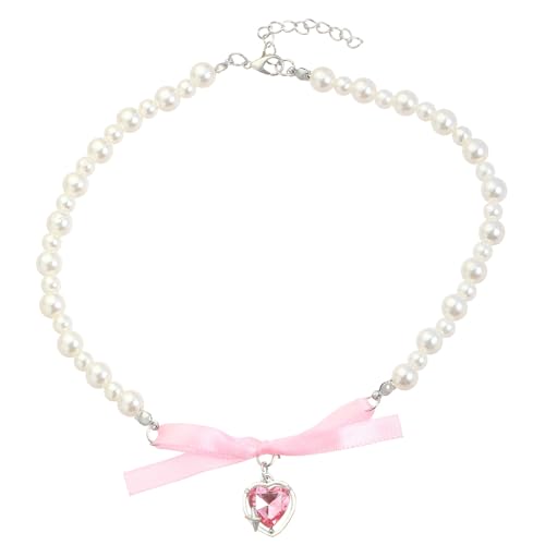 jojnsha Mode Herzkleid Perlen Halskette Mit Nachahmung Perlen Halshütten Charm Crear Wear Perfekt Für Tägliche Verschleiß Vielseitiger Perlenschmuck von jojnsha