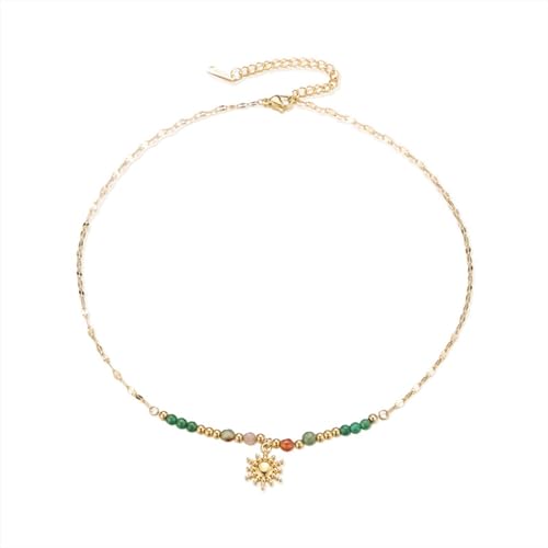 jojnsha Mode Metallkette Halskette Lebendige Farbige Perlen Sonnenblumengeschenkschmuck Geeignet Für Party Täglich Süße Halskette von jojnsha
