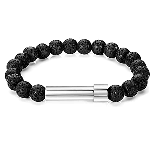 jojnsha Naturstein Armband Dekorative Handgelenk Kette 8mm Perlen Polierte Heilung Reiki Mode Armreif Für Frauen Männer Vulkanstein Achat Tiger Eye Kristallperlen Charmanter Schmuck Für Frauen Männer von jojnsha