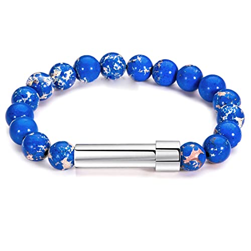 jojnsha Naturstein Armband Dekorative Handgelenk Kette 8mm Perlen Polierte Heilung Reiki Mode Armreif Für Frauen Männer Vulkanstein Achat Tiger Eye Kristallperlen Charmanter Schmuck Für Frauen Männer von jojnsha