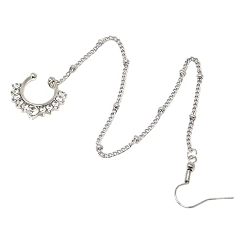 jojnsha Trendige Persönlichkeit Nase Fake Septum Ringe Kristall Kette für Mädchen Lady Indian Stylish & Vintage Fake Nasenringe Hoop von jojnsha