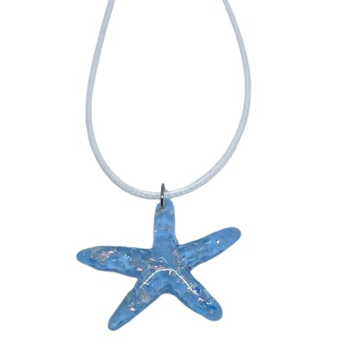 jojnsha Urlaubsstil Seestarfish Halskette Strand Charme Schlüsselbeutel Kette Choker Wachs Seil von jojnsha