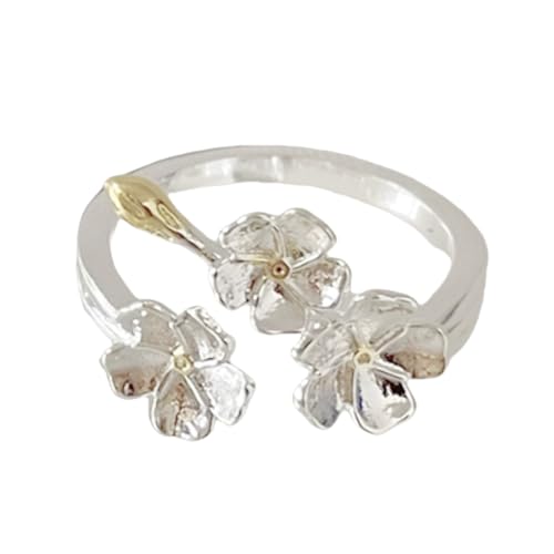 jojnsha Verstellbare Ringe mit zarter Blume, raffinierte Schwertlilie, hergestellt aus Kupfer, einzigartiger Schmuck für Datum, von der Natur inspirierte Ringe, Einheitsgröße, Wie beschrieben, Wie von jojnsha