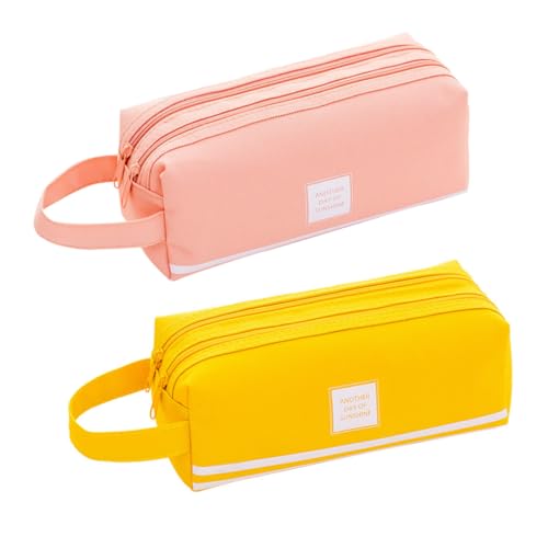 jojofuny 1 Satz Große Kapazität Federmäppchen Multifunktionale Stiftaufbewahrungstasche Mit Reißverschluss Und Tragegriff Für Schulbedarf Und Kosmetik Farben 2 Stück von jojofuny
