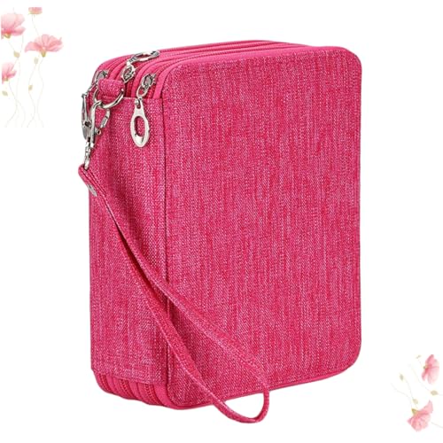 jojofuny Fach Buntstift-etui Aus Oxford- Wasserdichtes Kunst-mäppchen Für Studenten Bleistift-Organizer Mit Reißverschluss Praktische Schule Schreibwaren Für Kunstliebhaber in Rot von jojofuny