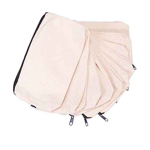 jojofuny 10 Stück Teiliges Leinwand Federmäppchen Beige mit Reißverschluss Leichtes Großes Fassungsvermögen Langlebige Stiftemappe für Schule und Büro Multifunktionales Schreibwaren Etui von jojofuny