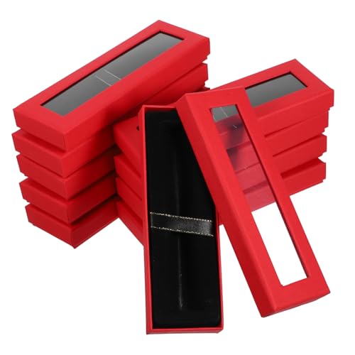 jojofuny 10 Stück Teiliges Rote Geschenkbox mit Fenster für Stifte Dekorative Verpackung und Stift Organizer für Geburtstagsfeiern und Kleine von jojofuny