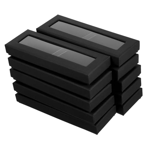 jojofuny 10 Stück Transparente Stiftbox mit Deckel Schwarze Verpackung für Stifte und Bleistifte Dekorative Geschenkboxen für Geburtstagsfeiern Vielseitig Einsetzbar für Schmuck und Uhren von jojofuny