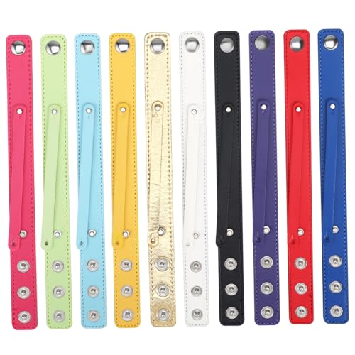 jojofuny 10stücke Teiliges Gefärbtes Leder-armband Im Doppel-design Verstellbar Mit Druckknopfverschluss Vielseitig Einsetzbare Diy-handgelenkband Für Frauen in Verschiedenen Farben von jojofuny
