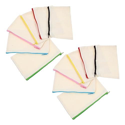 jojofuny 12 Stück DIY Leere Kosmetiktaschen Canvas mit Reißverschluss Multifunktionale Tragetaschen für Reisen Bastelprojekte und für Gestaltung von jojofuny