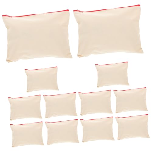 jojofuny 12 Stück Teiliges Canvas Federmäppchen Quadratisch Einfarbig Leichter Stiftetui mit Reißverschluss Geräumig und Langlebig für Schule und Büro für Schüler und von jojofuny