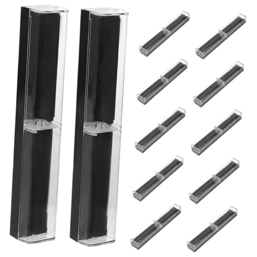 jojofuny 12-Teilige Boxen Plastikstiftkiste Brunnenstiftspeicher Stiftboxen leer Stifteboxen Federmäppchen Stiftkofferhalter Einzel stiftboxen leer Stift Geschenkboxen leer Schwarz von jojofuny