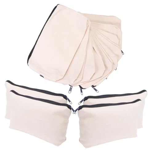 jojofuny 14 Stück Teiliges Segeltuch Kosmetiktaschen mit Reißverschluss Blanko DIY Schminkbeutel und Federmäppchen Vielseitige Kulturbeutel für Reise und Alltag Naturfarben von jojofuny