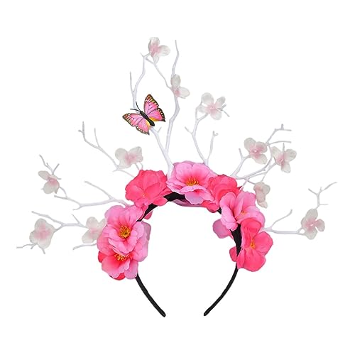 jojofuny 1stk Stirnband Hochzeitskopfschmuck Für Die Braut Blumen- Schmetterling Kopfschmuck Party-kopfschmuck Hochzeit Kopfschmuck Geweih Kranz Blumenkranz Haar Geschenk Textil Frau von jojofuny