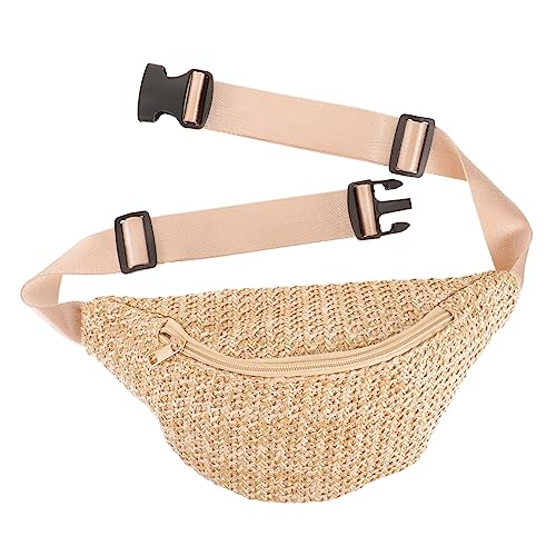 jojofuny 1stk Brusttasche Aus Stroh Sommertasche Rattan-geldbörse Angesagte Gürteltasche Boho-umhängetasche Camping-gürteltasche Einkaufen Eine Schulter Kunststoff Aufbewahrungstasche von jojofuny