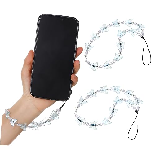 jojofuny 2 Stk Kette Anhänger Für Telefonbänder Telefon-charm-steine Ästhetik Des Telefonzubehörs Handyanhänger-schnur Armband-lanyard Smartphone Handy-armband Acryl Mädchen Perlen Charme von jojofuny