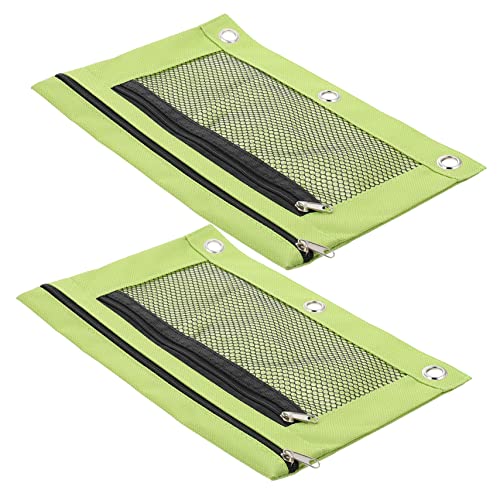 jojofuny 2 Stück Binder Federmäppchen Stoff Federmäppchen mit Reißverschluss Bürobedarfstaschen aufbewahrungssack Storage Pockets Federmäppchen mit DREI Löchern Mehrzweckstiftbeutel Green von jojofuny