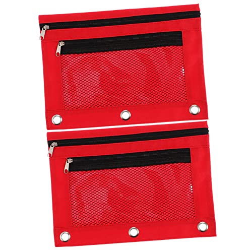 jojofuny 2 Stück Binder Federmäppchen mit Beutel Bleistift Bürobedarfstaschen schreibwaren Organizer Stift aufbewahrung Stiftmappe federmappe tragbare Stifttasche Oxford-Stoff rot von jojofuny