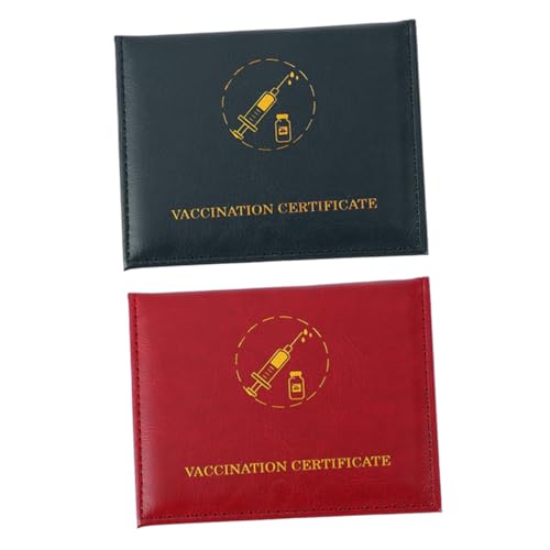 jojofuny 2 Stück Impfkarten-Set Halter für Zwei Kartenfächer Kartenhalter Abdeckung für Impfkarten Dual-Kartensteckplatz-Schutz PU-Leder von jojofuny