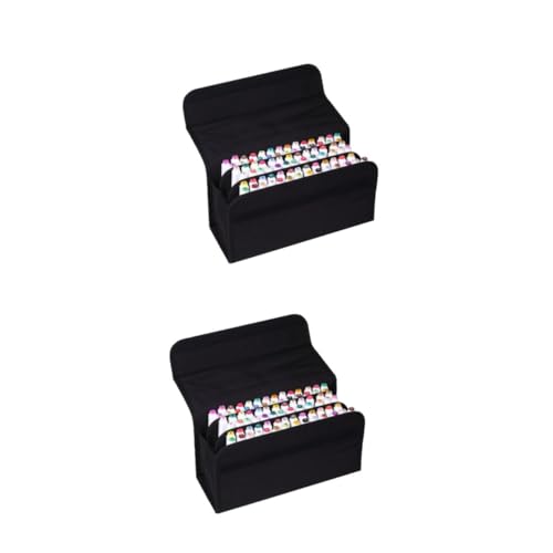 jojofuny 2 Stück Marker Aufbewahrungstasche mit Fächern Farbtasche für Bastelbedarf Schwarz für Unterwegs mit Abnehmbarem Schultergurt und Tragegriff von jojofuny