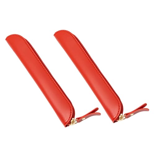 jojofuny 2 Stück PU Leder Federmäppchen Stiftemäppchen mit Reißverschluss Platzsparend und Leicht Stylisches Etui für Teenager Mädchen Büro Schule und Reise von jojofuny