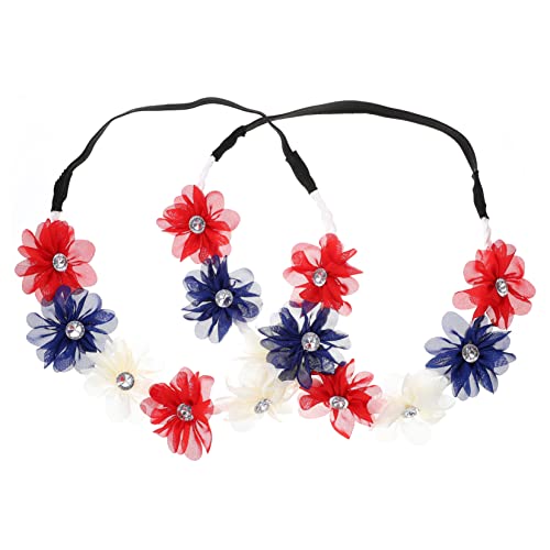 jojofuny 2st Partydekoration Stirnband Patriotisches Zubehör Stirnbänder Für Frauen Blaues Stirnband Blumenhaarschmuck Für Frauen Bartschmuck 4. Juli Stoff Die Blumen Requisiten Fräulein von jojofuny