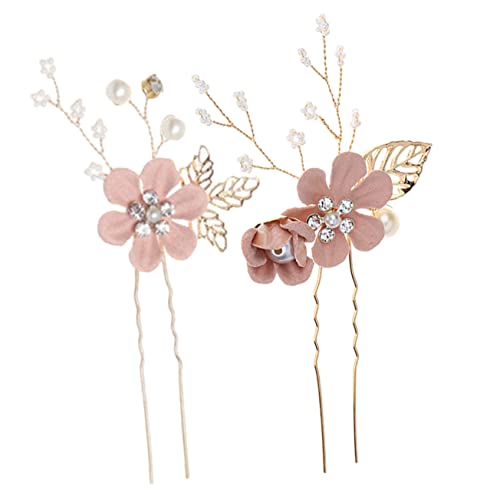 jojofuny 2st Haarschmuck Für Damen Haarstyling-zubehör Blatt Haarnadel Blonde Bobby Für Haare Hochzeitsblume Frisur Chignon Französische Haarnadel Bobby-pin Rose Brautjungfer Legierung Kamm von jojofuny