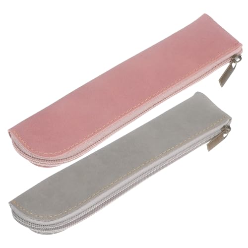 jojofuny 2 Stück Stift -Set -Stiftbeutel kleine Schminktasche Fall Federmäppchen Ästhetik Make -up -Bürstenhalter Bleistift Süße Federmäppchen für Mädchen College-Federmäppchen aus Leder Pu von jojofuny