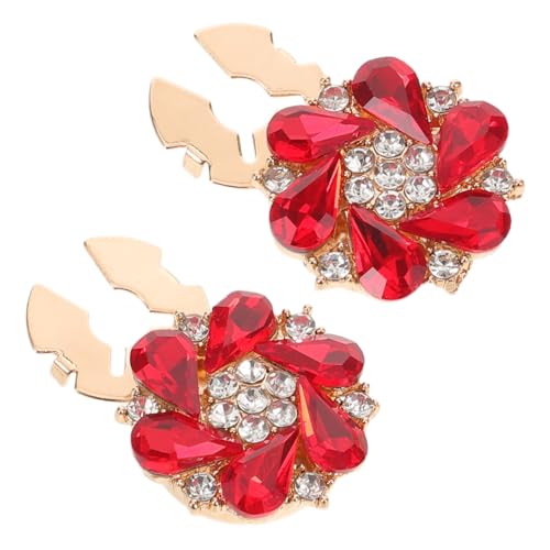 jojofuny 2 Stück Strass Knopf Covers für Damenblusen Abnehmbare Manschettenknöpfe Kreative Rote Metall Knopfverzierungen ohne Nähen Stilvolle Schmuckknöpfe für Hemdärmel von jojofuny