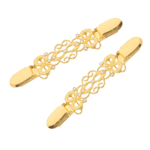jojofuny 2 Stück Strickjacken Clips aus Goldfarbenem Legierungsmetall mit Funkelnden Kristallen Dekorative Kleidungsklammern für Pullover Cardigans und Blusen Broschen für Damen von jojofuny