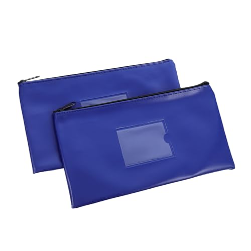 jojofuny 2 Stück Teiliges PU Leder Geldtaschen mit Reißverschluss und Transparentem Fenster Aufbewahrungstasche für Scheine Münzen und Belege mit Außenliegendem Kartenhalter zur Einfachen von jojofuny